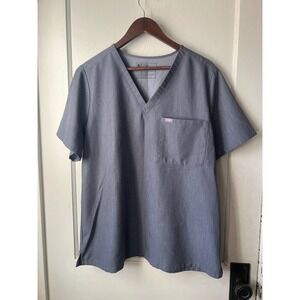 FIGS Technical Collection Scrub‎ Top V-Neck Short Sleeve Grey XXL